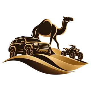Hafiz Tourism logo with dunes, camel, safari vehicle and quad bike