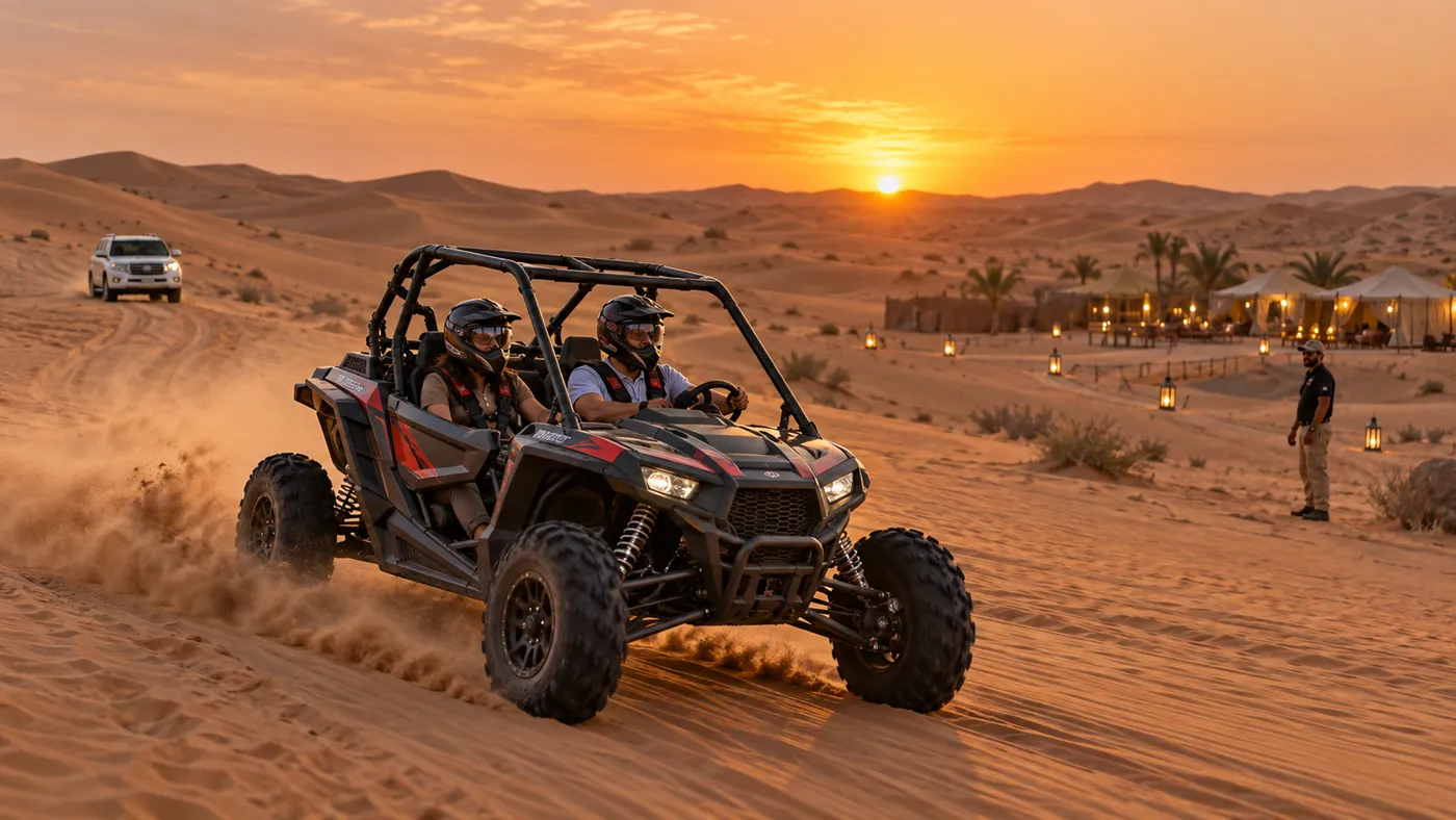 Golden-hour dune buggy safari Golden-hour dune buggy safari