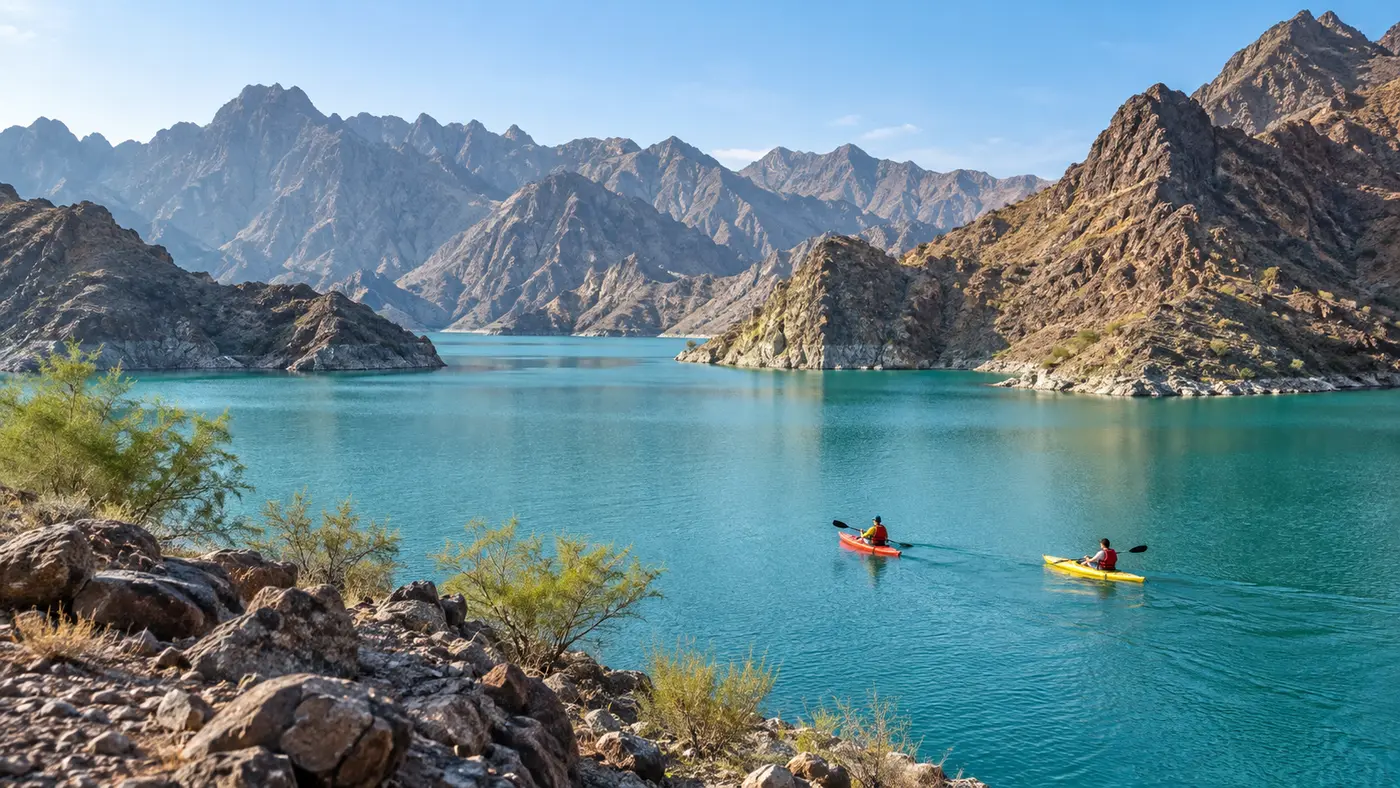 Hatta mountain landscape and dam on a private tour from Dubai