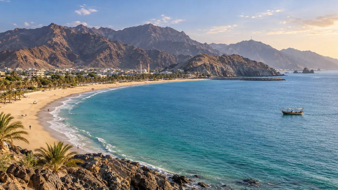 Khorfakkan East Coast Tour Khorfakkan coast and Hajar Mountains on a tour from Dubai