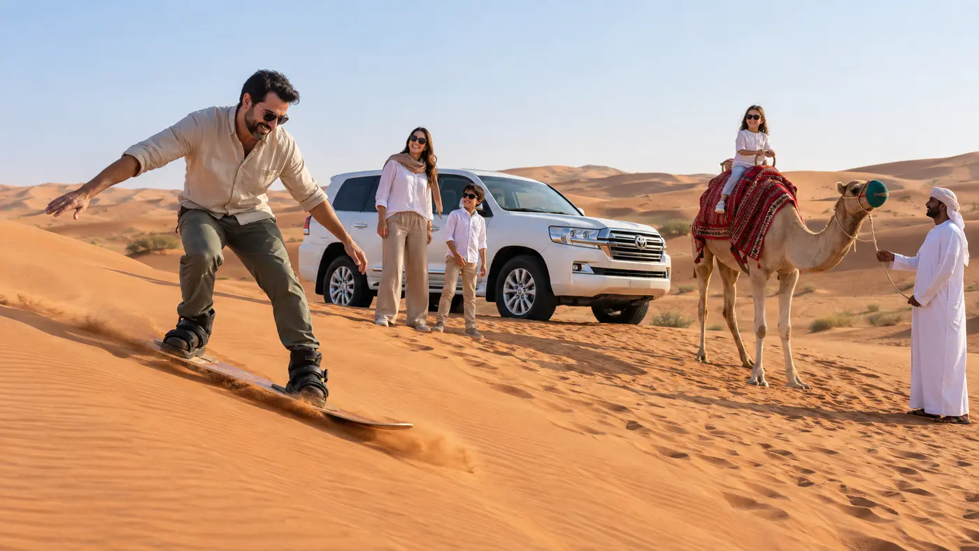 Private morning desert safari for a family in Dubai