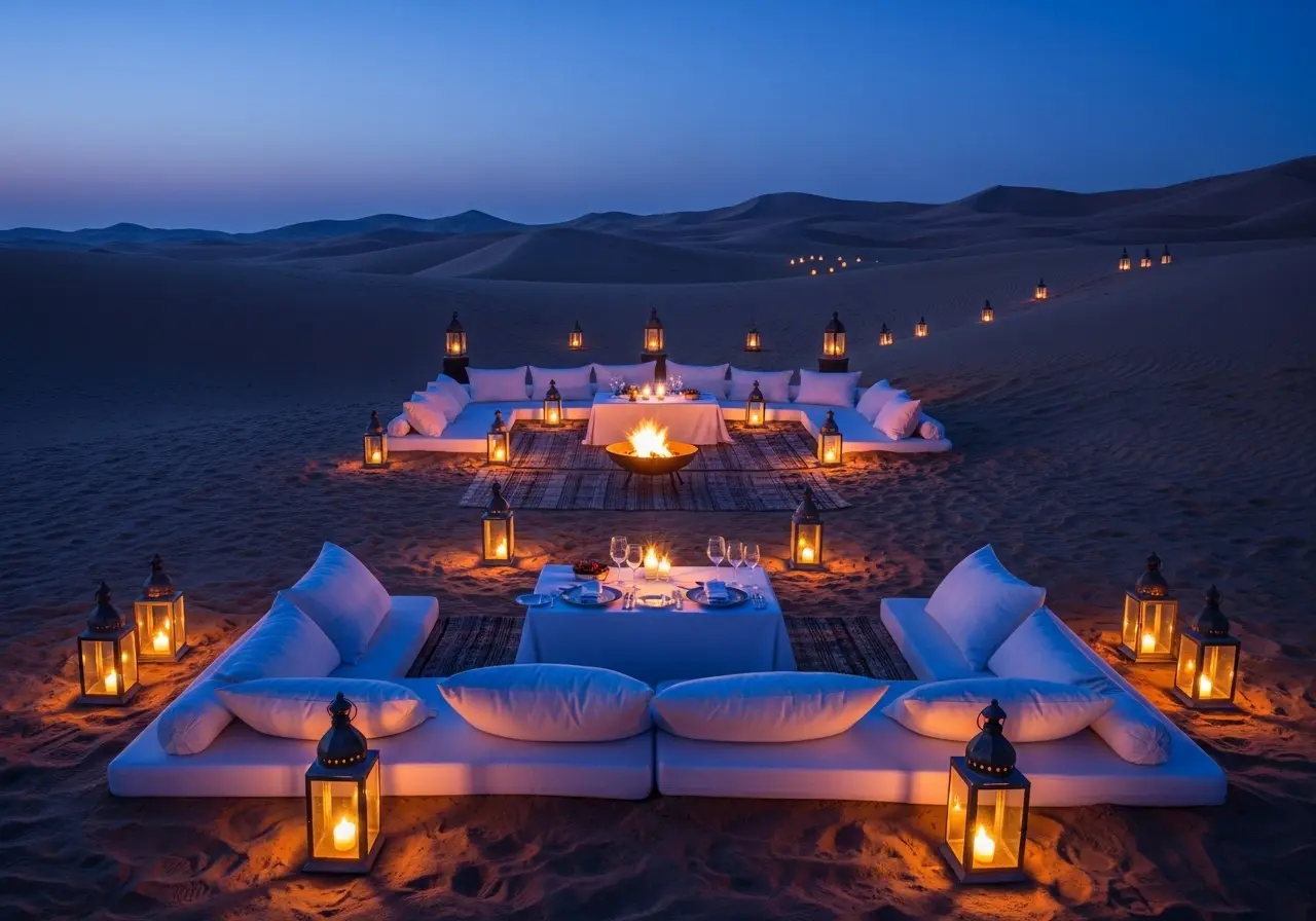 An exclusive setup showing the premium desert safari inclusions.