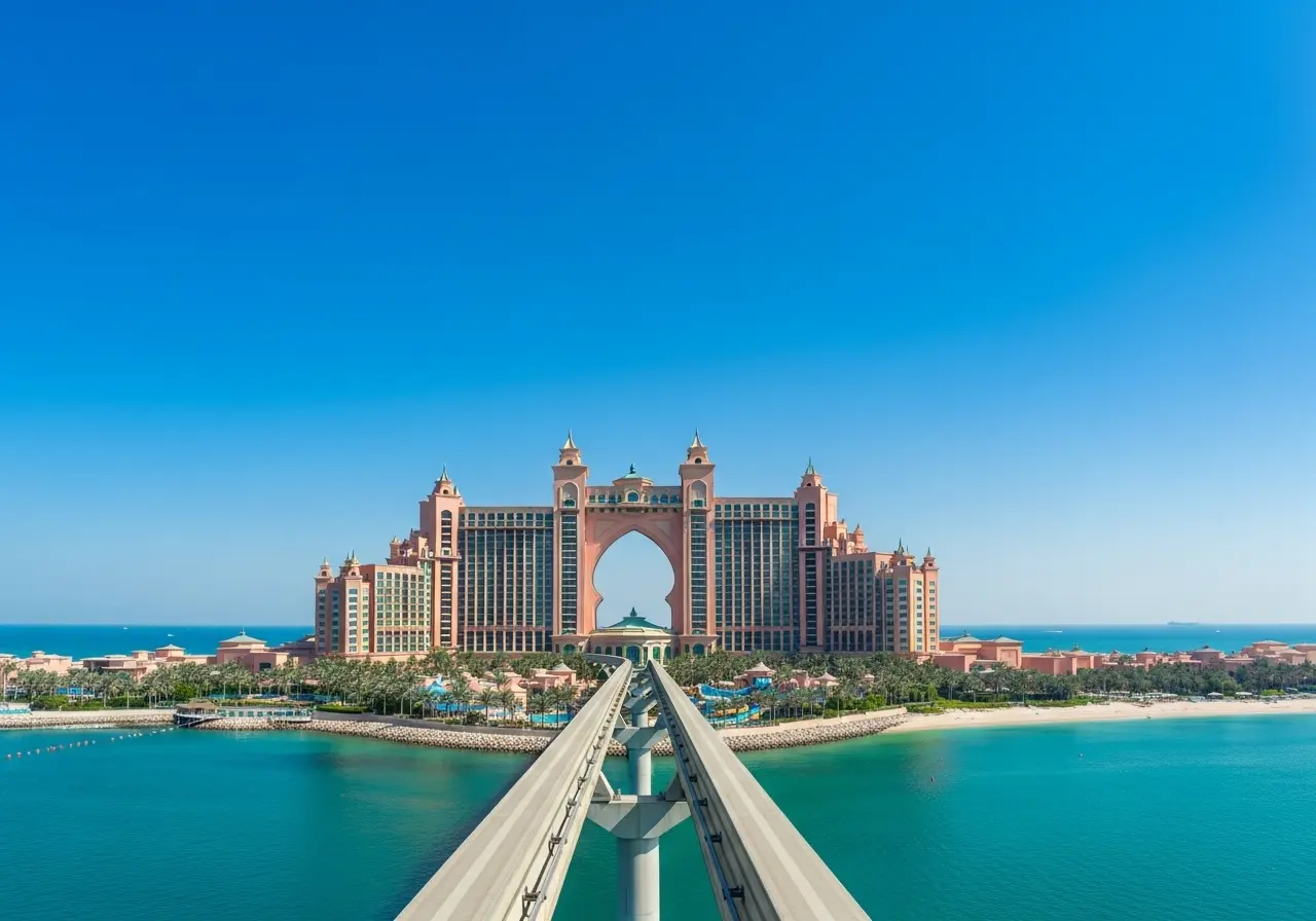 The iconic view of the resort during an Atlantis Palm tour.