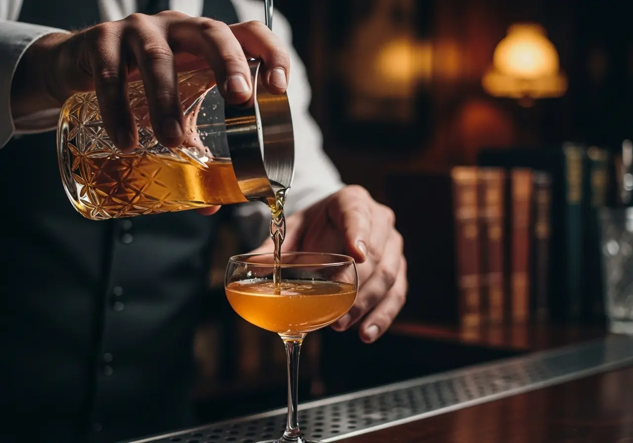 A mixologist crafting a cocktail during an exclusive Dubai speakeasy tour.
