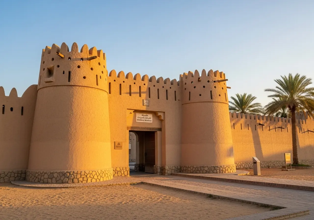 The historic Sultan Fort entrance to the Al Ain Museum during a tour.